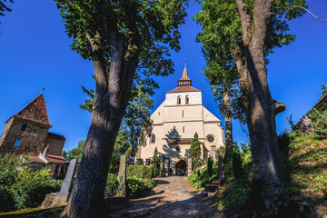 Ropemakers Tower and Church on the Hill in Sighisoara town in Romania