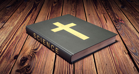 Book of science and religion concept 3D Rendering