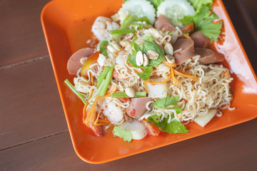 Spicy noodle salad with food thai style