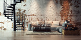 sofa in old vintage brick wall loft - apartment in alten Ziegel Loft