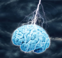 Brainstorm thunder concept background 3D Rendering