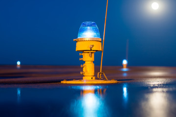 Taxiway, side row lights at the night airport