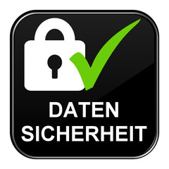 Schwarzer Button zeigt Datensicherheit