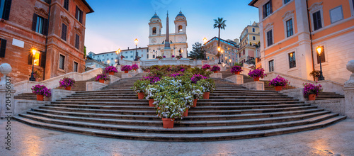 Rome. Panoramic cityscape image of Spanish Steps in Rome, Italy during sunrise. Rome. Panoramic cityscape image of Spanish Steps in Rome, Italy during sunrise.