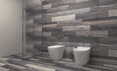 Bathroom interior bathtub. 3D rendering.