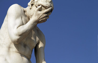 Facepalm statue - disbelief, sadness, depression