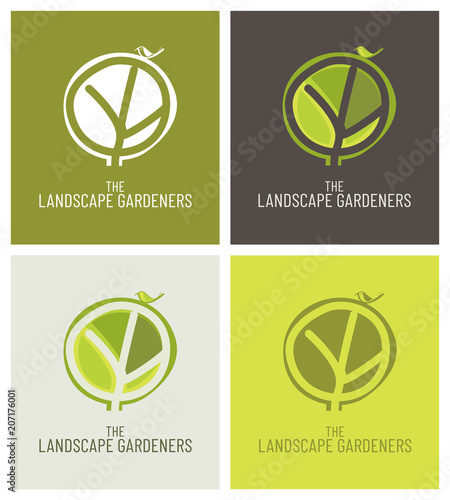 Вектор: logo, image de marque, logotype pour un pépiniériste, paysagiste, jardinier logo, image de marque, logotype pour un pépiniériste, paysagiste, jardinier