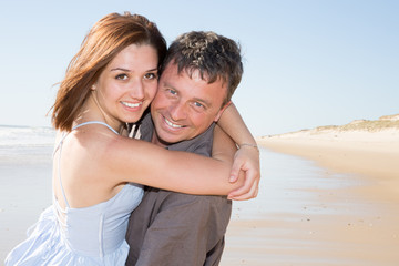 couple in love on beach stunning sensual outdoor portrait