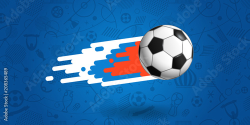 Вектор: Flying soccer ball on blue background vector illustration Flying soccer ball on blue background vector illustration