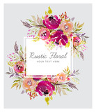 Rustic marsala background with watercolor flowers