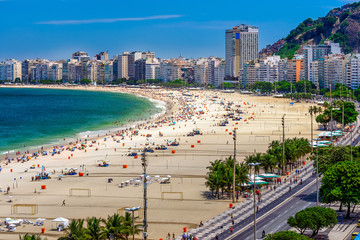 Copacabana beach and Avenida Atlantica in Rio de Janeiro, Brazil