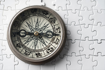 Vintage compass in business concept - strategy