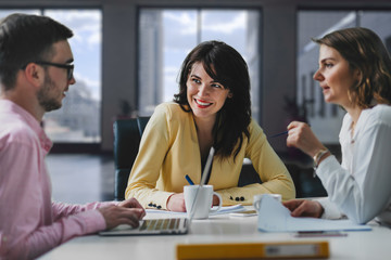 Colleagues at business meeting working on a project