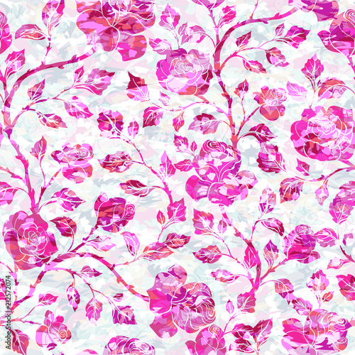 Вектор: Floral seamless pattern with pink roses on dark background. Vector illustration for fabric, textile, clothes, wallpapers, wrapping. Floral seamless pattern with pink roses on dark background. Vector illustration for fabric, textile, clothes, wallpapers, wrapping.