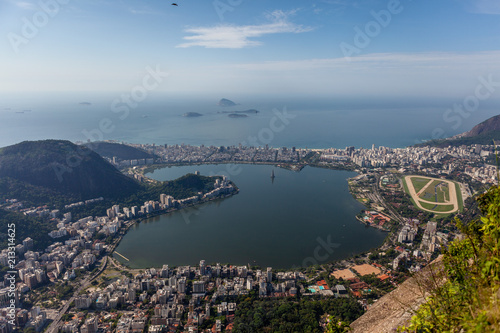 View on the city lake and ocean coast of Rio de Janeiro View on the city lake and ocean coast of Rio de Janeiro