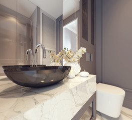 Modern bathroom interior design 3D Rendering