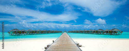 beach with water bungalows at Maldives beach with water bungalows at Maldives