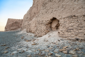 Damaged wall of Djanpik Qala: 9-10th century Khorezm fotress, Karakalpakstan region, Uzbekistan
