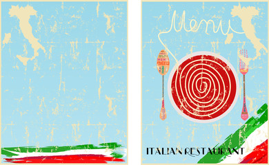 Menu for Italian restaurant, design template, fictional artwork, free copy space