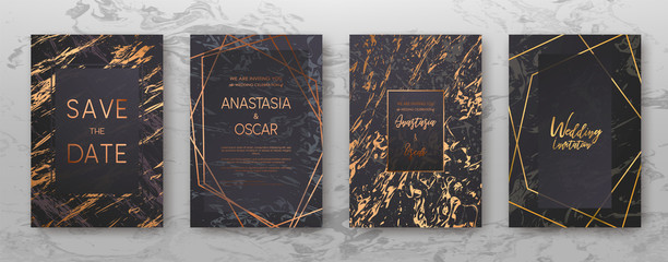 Gold, black, white marble template, artistic covers design, colorful texture, realistic cube, backgrounds. Trendy pattern, graphic poster, geometric brochure, cards. Vector illustration.
