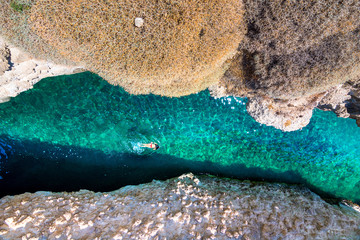 Cave of Papafragas beach in Milos island, Cyclades, Greece.