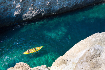 Cave of Papafragas beach in Milos island, Cyclades, Greece.