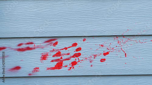 Foto obraz na płótnie canvas jednoczęściowy - Blood on the wall, halloween crime killer violation concept