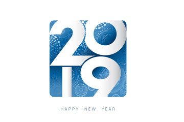 Vector illustration of  fireworks. Happy new year 2019 theme