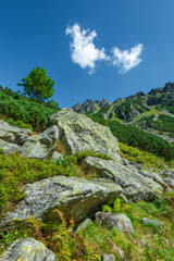 View from black lake under Rysy peak, Tatra Mountains, Poland