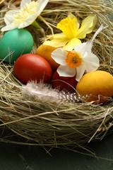 Easter eggs hay nest