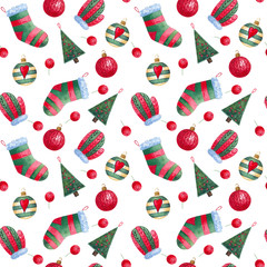 watercolor seamless pattern for Christmas