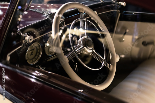 Steering wheel and part of interior of the retro © blackday