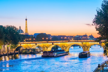 Sunset view of Paris skyline with Eiffel tower