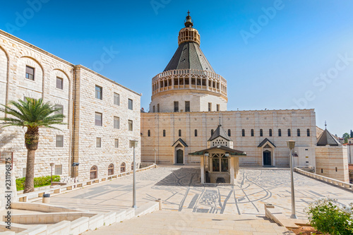 Zdjęcie XXL Powierzchowność kościół Annunciation lub bazylika Annunciation w mieście Nazareth w Galilee północny Izrael.