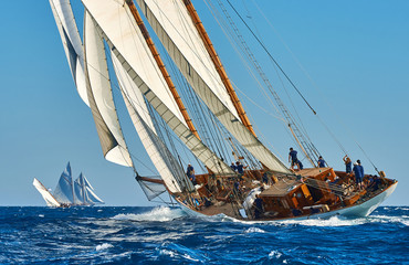 Sailing yacht race. Yachting. Sailing. Regatta. Classic sail yachts