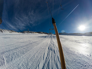 POV of skier on ski lift