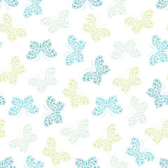 Butterflies Seamless Pattern, Vector Background