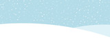 Blue banner with winter landscape and snow for seasonal, Christmas and New Year design.