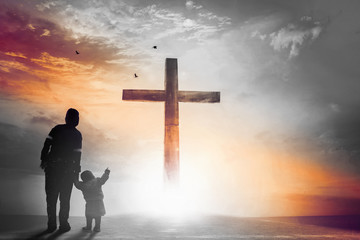 Christmas concept: cross of Jesus Christ