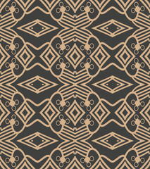 Vector damask seamless retro pattern background aboriginal check geometry cross frame line