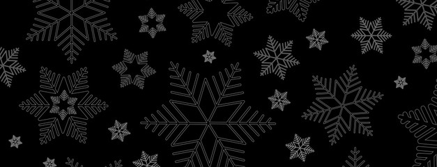 Black and White Snowflake Banner