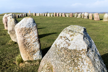 Ales stones, imposing megalithic monument in Skane, Sweden