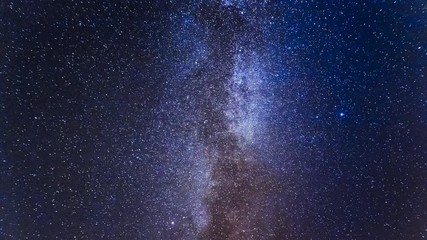 Moving milky way on dark sky at night, Timelapse, 4K