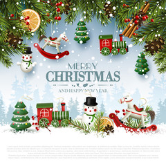 Traditional Christmas greeting card