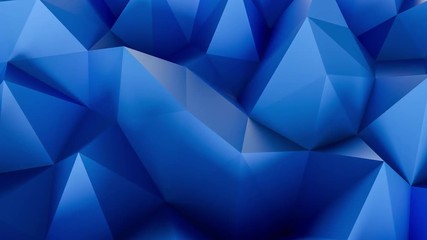 blue Low-poly Background Loop, random waving motion. Seamless loop 4K UHD FullHD.