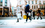 Motion blurred shopping street