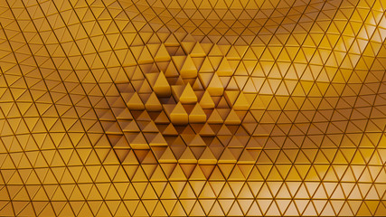 abstract backdrop background cells clear color yellow futuristic graphics hexagon, matrix modern network pattern tech triangle wall wallpaper- Illustration 3D