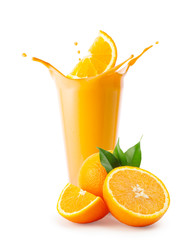 Orange slice splash in smoothie or yogurt