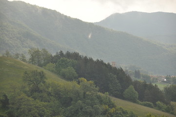 Green mountains on the border of Tuscany and Emilia-Romagna in Italy