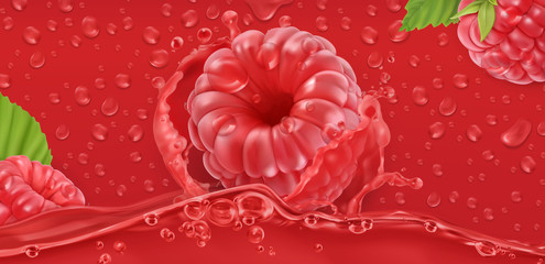 Juicy Raspberry. 3d realistic vector